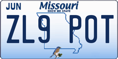 MO license plate ZL9P0T