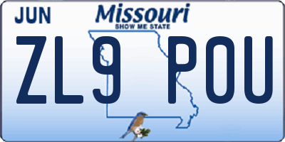 MO license plate ZL9P0U