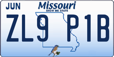 MO license plate ZL9P1B