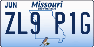 MO license plate ZL9P1G