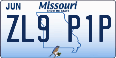 MO license plate ZL9P1P