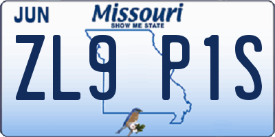 MO license plate ZL9P1S