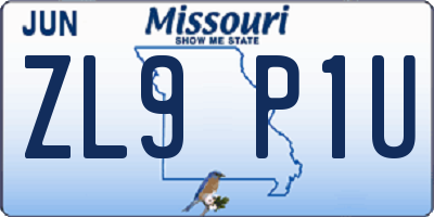 MO license plate ZL9P1U