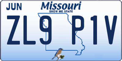 MO license plate ZL9P1V