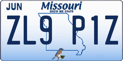 MO license plate ZL9P1Z