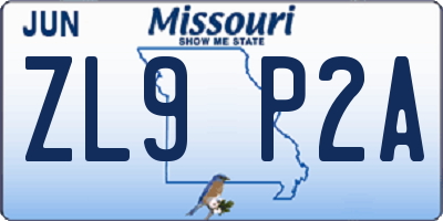MO license plate ZL9P2A