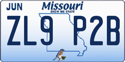 MO license plate ZL9P2B