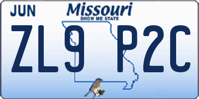 MO license plate ZL9P2C
