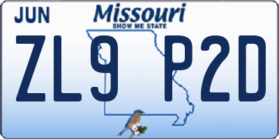 MO license plate ZL9P2D