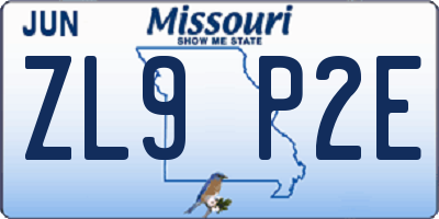 MO license plate ZL9P2E