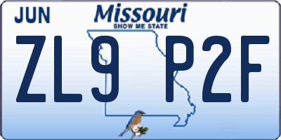 MO license plate ZL9P2F
