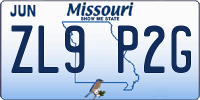 MO license plate ZL9P2G