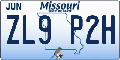 MO license plate ZL9P2H