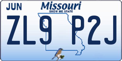 MO license plate ZL9P2J