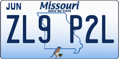 MO license plate ZL9P2L