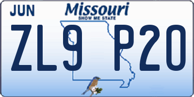MO license plate ZL9P2O
