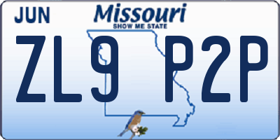 MO license plate ZL9P2P
