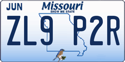 MO license plate ZL9P2R
