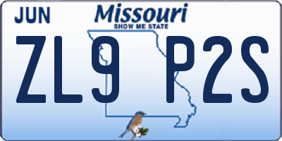 MO license plate ZL9P2S