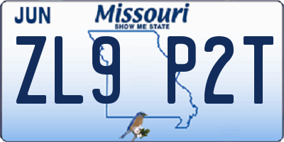 MO license plate ZL9P2T
