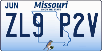 MO license plate ZL9P2V