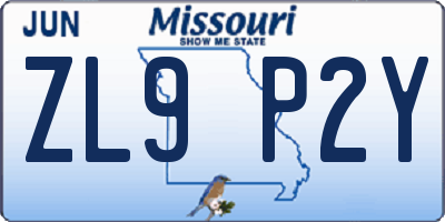 MO license plate ZL9P2Y