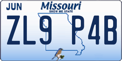 MO license plate ZL9P4B
