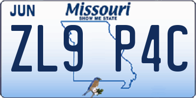 MO license plate ZL9P4C