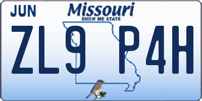 MO license plate ZL9P4H