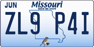 MO license plate ZL9P4I
