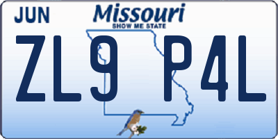 MO license plate ZL9P4L