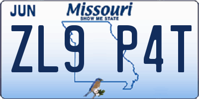 MO license plate ZL9P4T