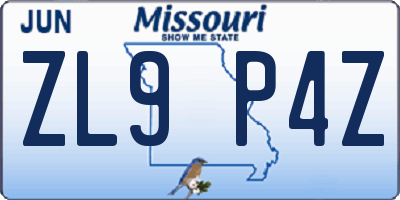 MO license plate ZL9P4Z