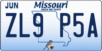 MO license plate ZL9P5A