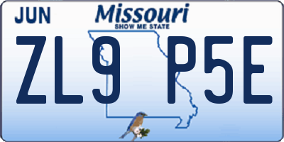 MO license plate ZL9P5E