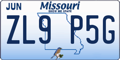 MO license plate ZL9P5G