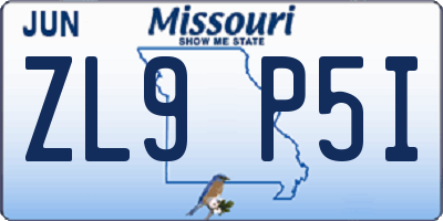 MO license plate ZL9P5I