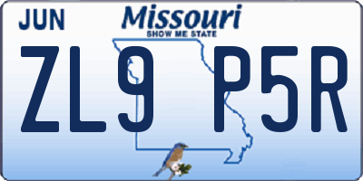 MO license plate ZL9P5R