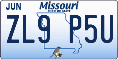 MO license plate ZL9P5U
