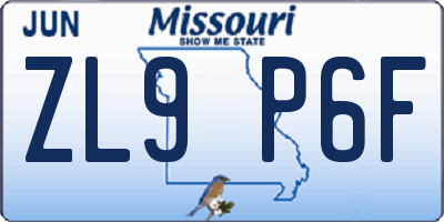 MO license plate ZL9P6F
