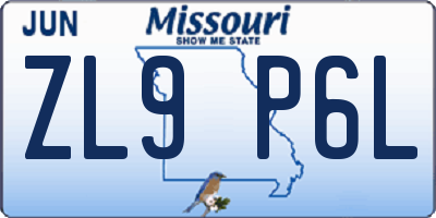 MO license plate ZL9P6L