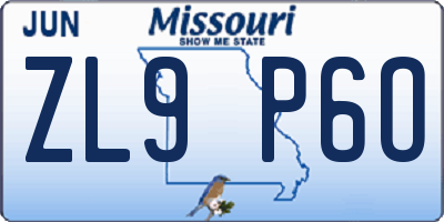 MO license plate ZL9P6O