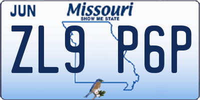 MO license plate ZL9P6P