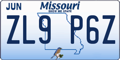 MO license plate ZL9P6Z