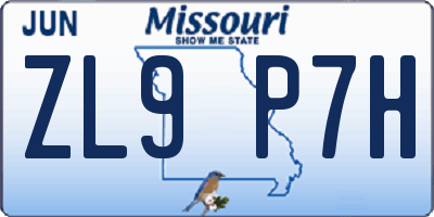 MO license plate ZL9P7H