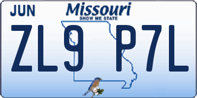 MO license plate ZL9P7L