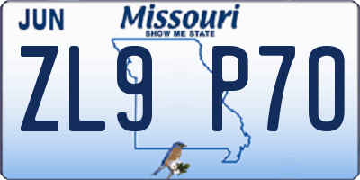 MO license plate ZL9P7O