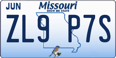 MO license plate ZL9P7S