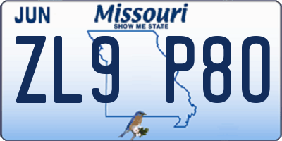 MO license plate ZL9P8O
