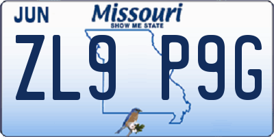 MO license plate ZL9P9G